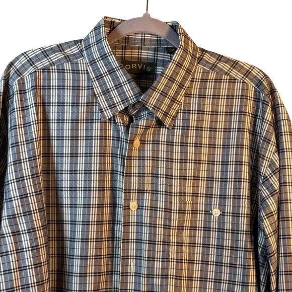 Share Orvis Medium Button Down Long Sleeve‎ Blue/White /Gray Plaid Shirt Size XL - Picture 3 of 7